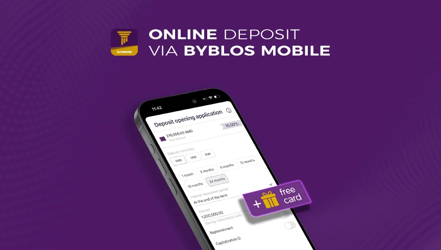 Online Deposit via Byblos Mobile; No branch visit required